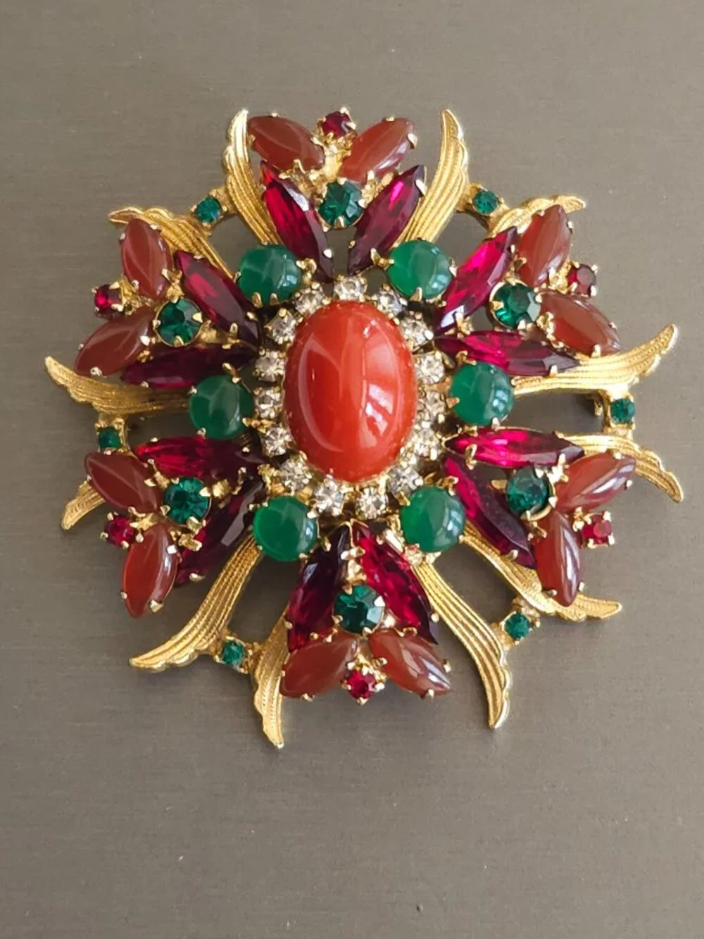 Vintage D&E Juliana Egyptian Revival Rhinestone Brooch Book Piece